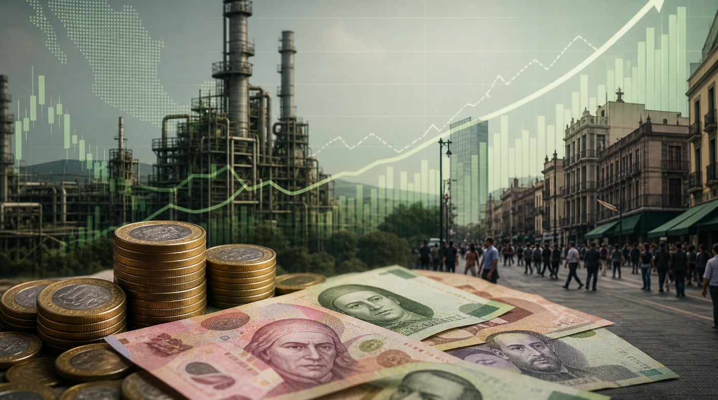 Composición editorial sobre economía mexicana, industria y comercio