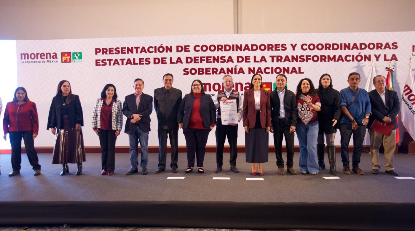 Santiago Nieto junto a dirigentes de Morena durante la presentación de coordinadores estatales