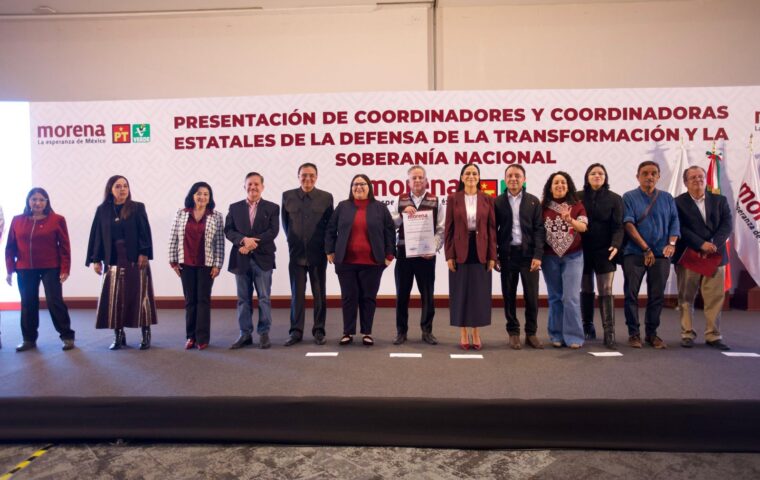 Santiago Nieto junto a dirigentes de Morena durante la presentación de coordinadores estatales